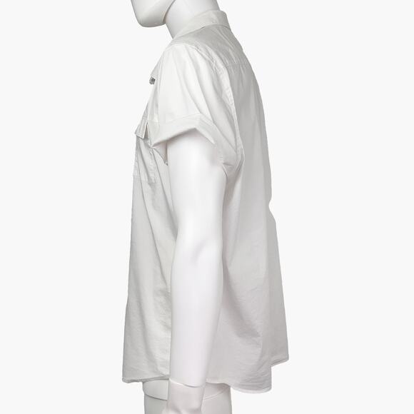 CALVIN KLEIN Slim Fit Pocketed Short-Sleeve Button-Up Casual Shirt (White | XXL) - Picture 5 of 10